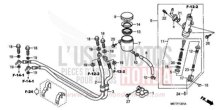 REAR BRAKE MASTERCYLINDER (XL1000VA) for Varadero ABS ECLIPSE ORANGE METALLIC (YR290) from 2008